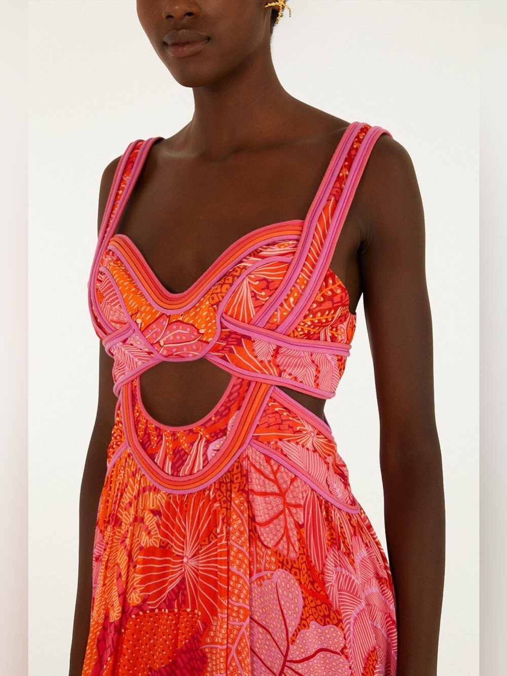 FARM Rio Multicolor Delicate Forest Cut-Out Maxi Dress Size XS - Picture 2 of 5
